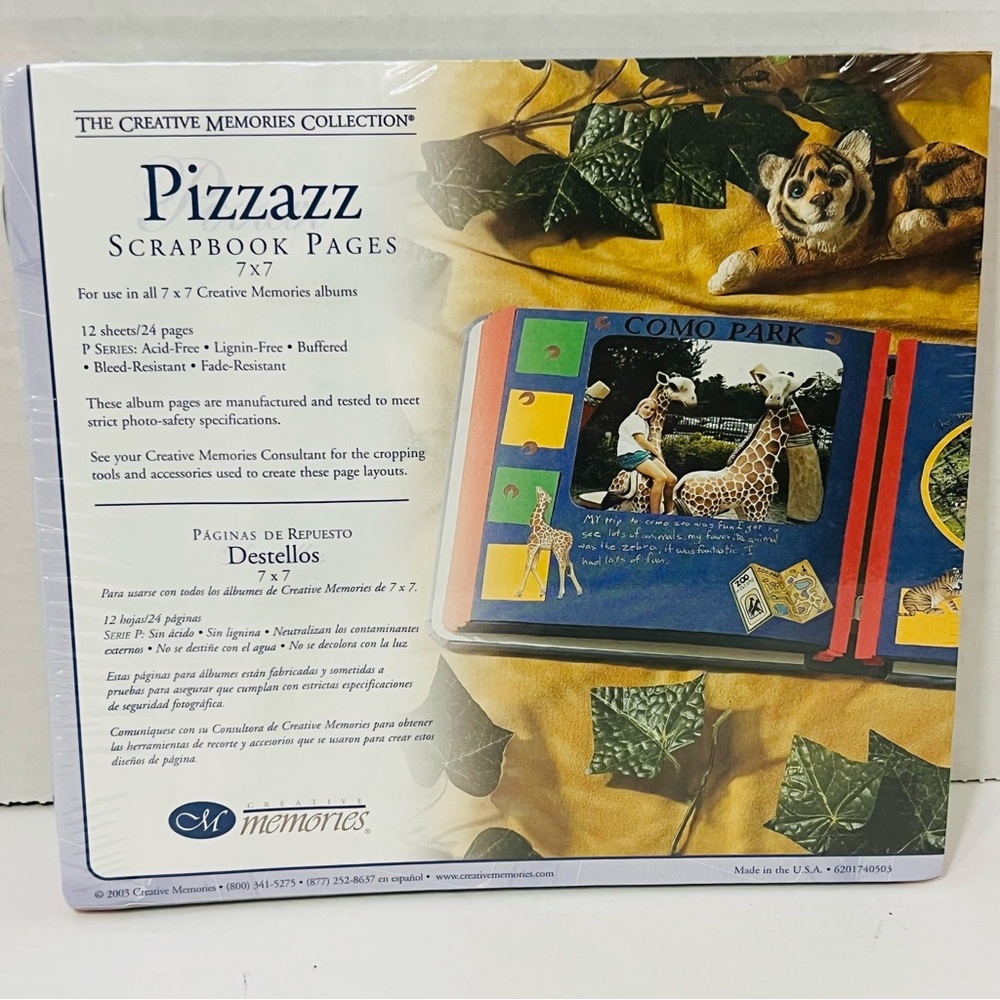 Creative Memories 7x7 Pizzazz Scrapbook Blue Pages Red Edge 12 Sheets Refill